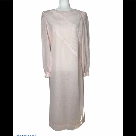 henry lee Dresses & Skirts - Vtg.. 70’s Henry Lee Sheer Pink Shift Dress sz. 12